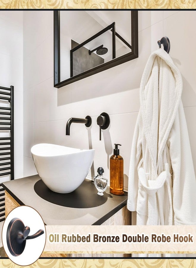 Otoolling 4-Pack Oil Rubbed Bronze Double Robe Hooks, Solid Zinc Alloy Wall Hook, Heavy Duty Oil Rubbed Bronze Accessories, Towel & Robe Hooks for Bathroom, Kitchen, Wall Mounted with Hardware - Image 3