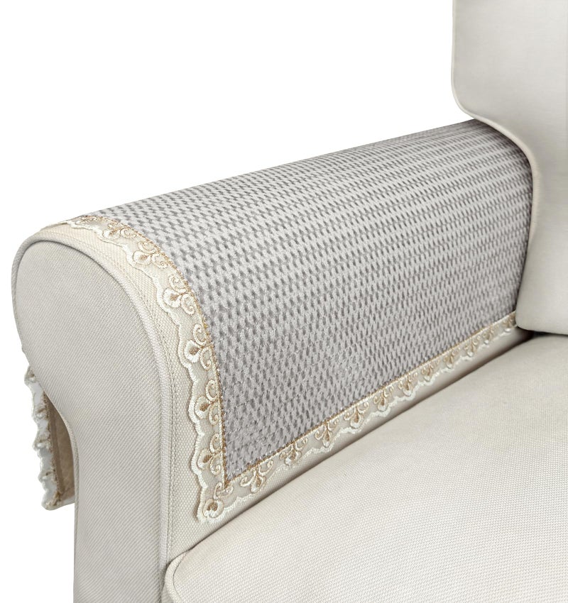 Couch Arm Covers 2pcs VelvetSofa Arm Covers Couch Cover NonSlip Lace Armrest Covers HeadrestBackrest Cover Seat Covers Slipcovers for Armchair Loveseat Recliner Furniture2824 Light Gray