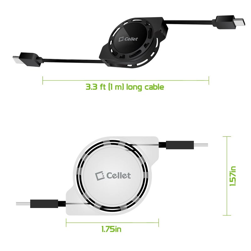 cellet Retractable USB-C Cable, Type-C 3 Feet Charging Cable Compatible to iPhone 15 Pro Max, iPad Pro Air Mini, Samsung Galaxy Smartphones, Google Pixel LG Moto(2Pack) - Image 4