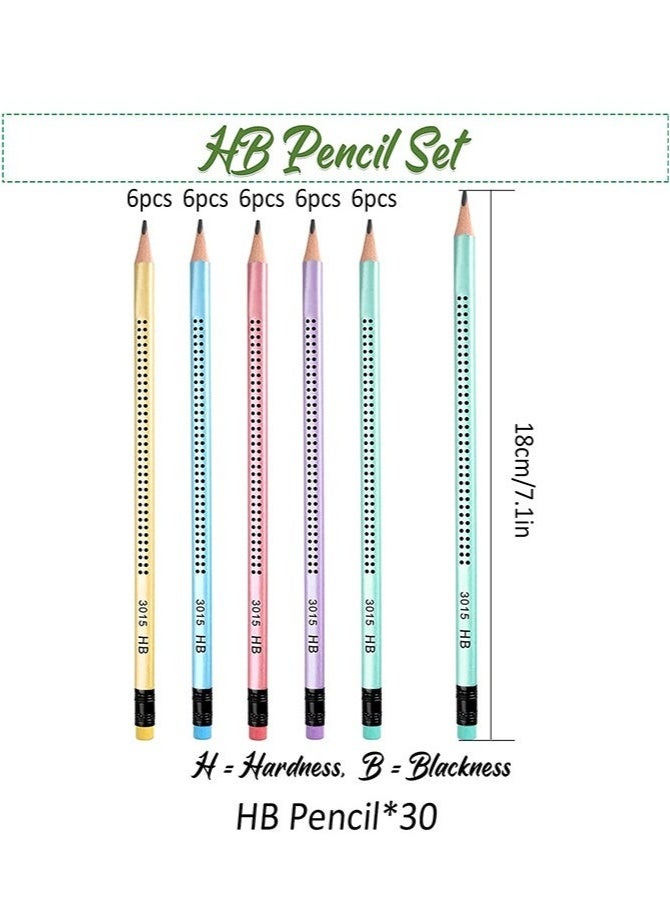 Generic 30 Pcs Wooden HB Pencils, Black Pencil Non Slip Pre-Sharpened Pencil with Eraser Student Writing Drawing Tool for Exams, School, Office, Home Drawing Sketching  - Image 5
