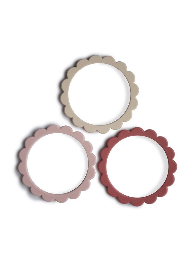 mushie mushie Flower Teether Bracelet | 3-Pack (Rose/Blush/Shifting Sand) - Image 1