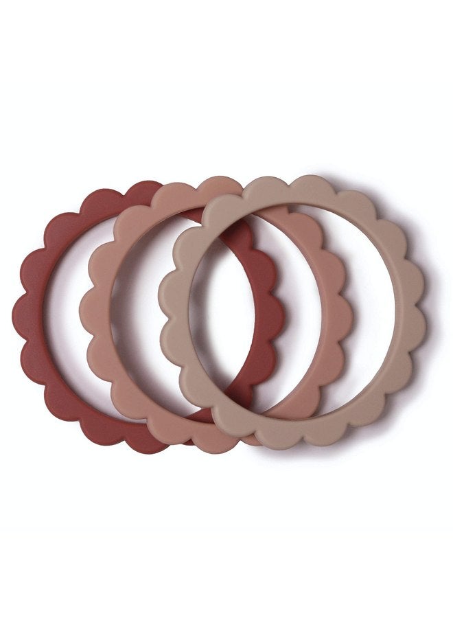 mushie mushie Flower Teether Bracelet | 3-Pack (Rose/Blush/Shifting Sand) - Image 2