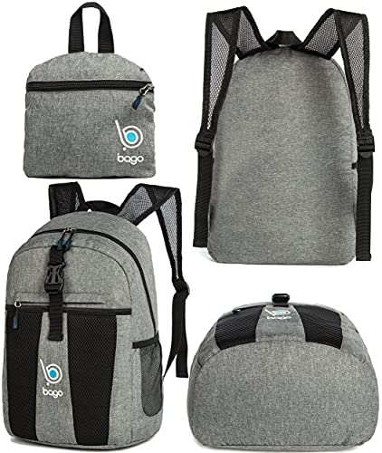 Bago Lightweight Small Hiking Backpack for Women and Men - 25L Travel Day Pack - Foldable Hiking Daypack Ultralight for Camping Outdoor Sports - Day Bag Packable Backpack for Travel (SnowGray) - Image 3