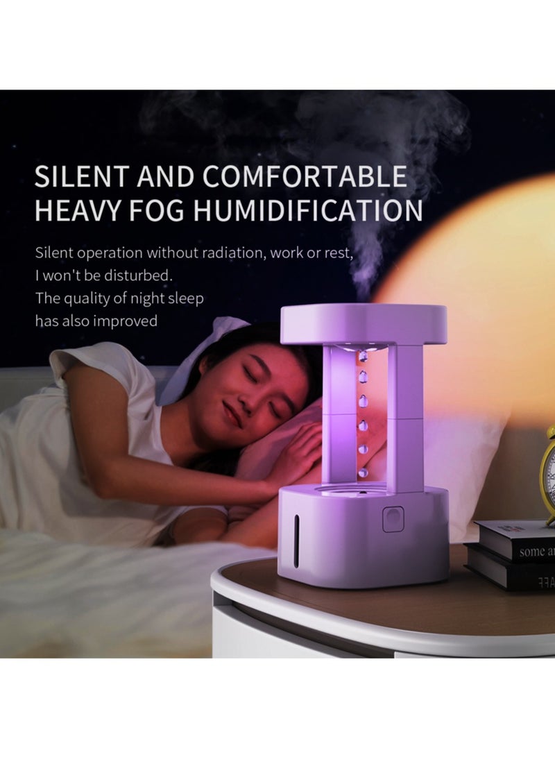 Portable Electric Humidifier, 580ml Anti-gravity Water Drop Humidifier, Quiet Operation Essential Oil Diffuser For Bedroom Baby Room, (Blue)  - Image 2