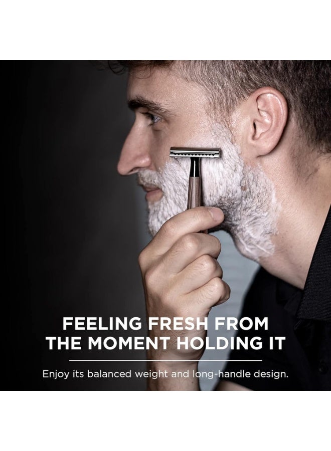 general Men's razor, women's shaving knife, manual razor, wooden handle (5 blades) - Image 4