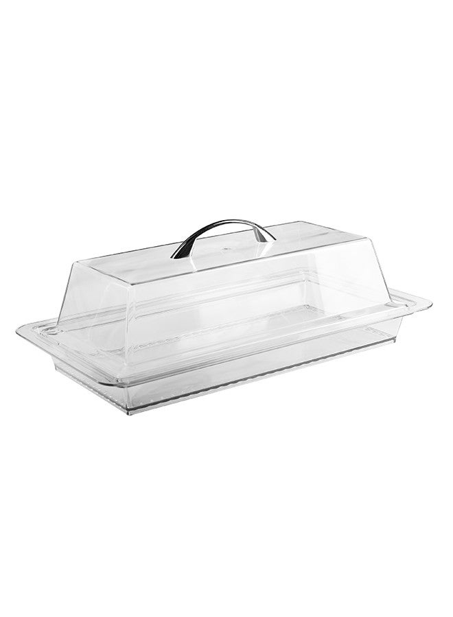 Acrylic Cake Server With Lid Clear/Silver 40CM - Image 1