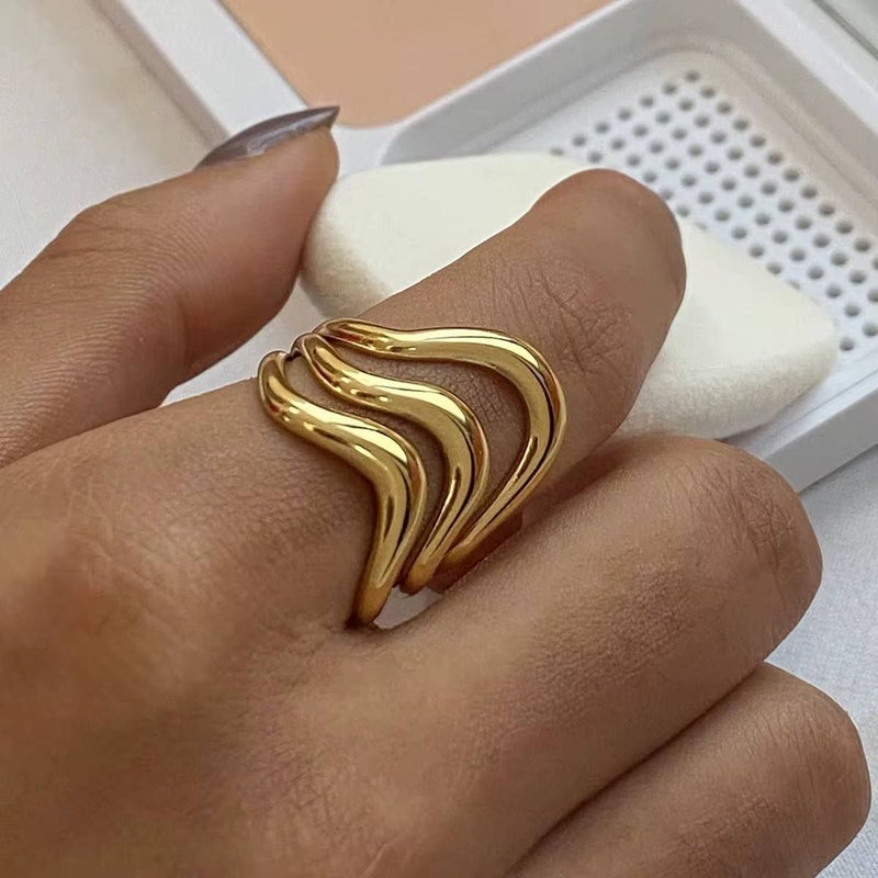 Golden Free Size Stainless Steel Ring - Image 3