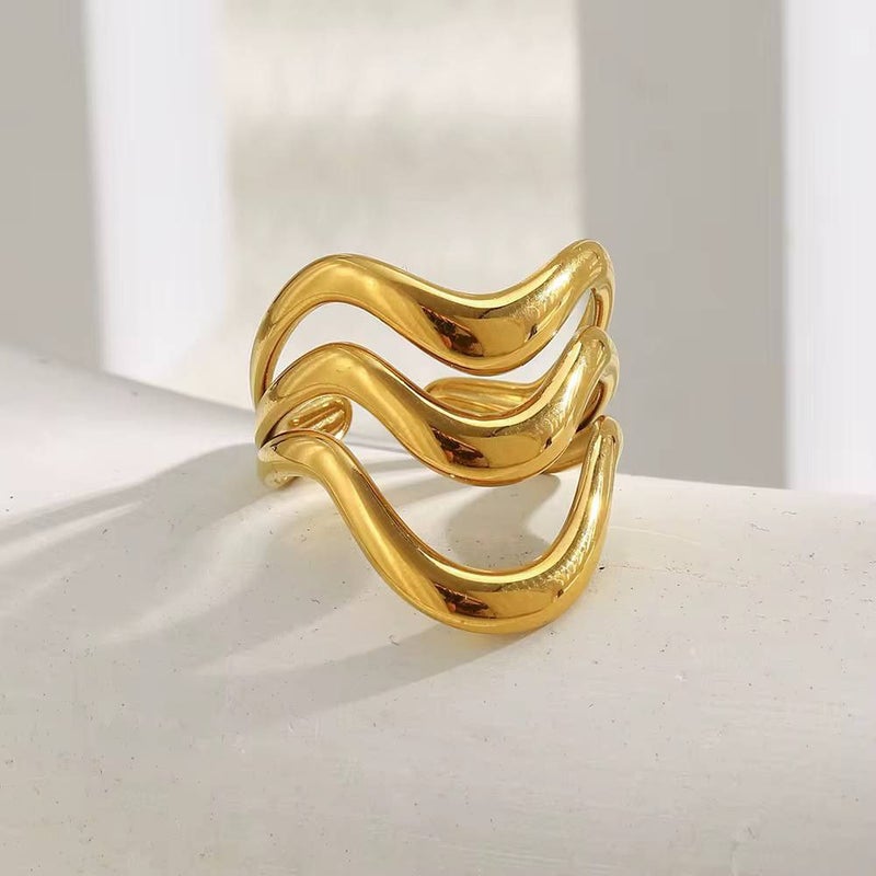 Golden Free Size Stainless Steel Ring - Image 2