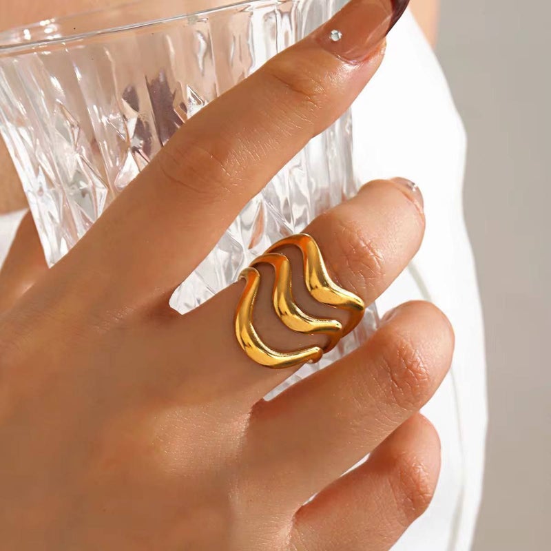 Golden Free Size Stainless Steel Ring - Image 5