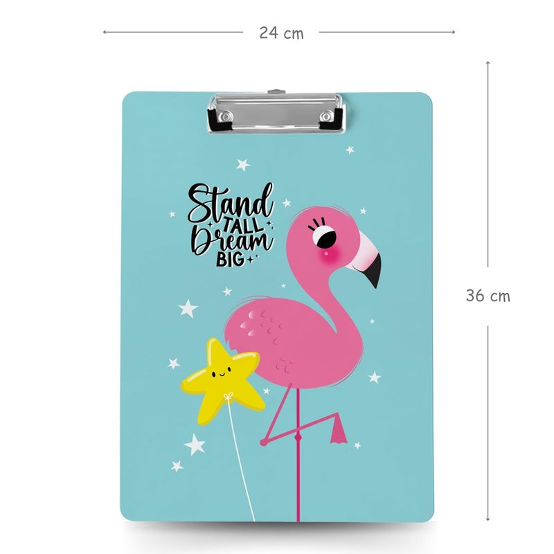 Articious لوحة رسم وكتابة واختبار مع مشبك (الحجم - 24x36 سم) متينة وخفيفة الوزن للمكتب والمدرسة والجامعة - فلامنجو - Image 2