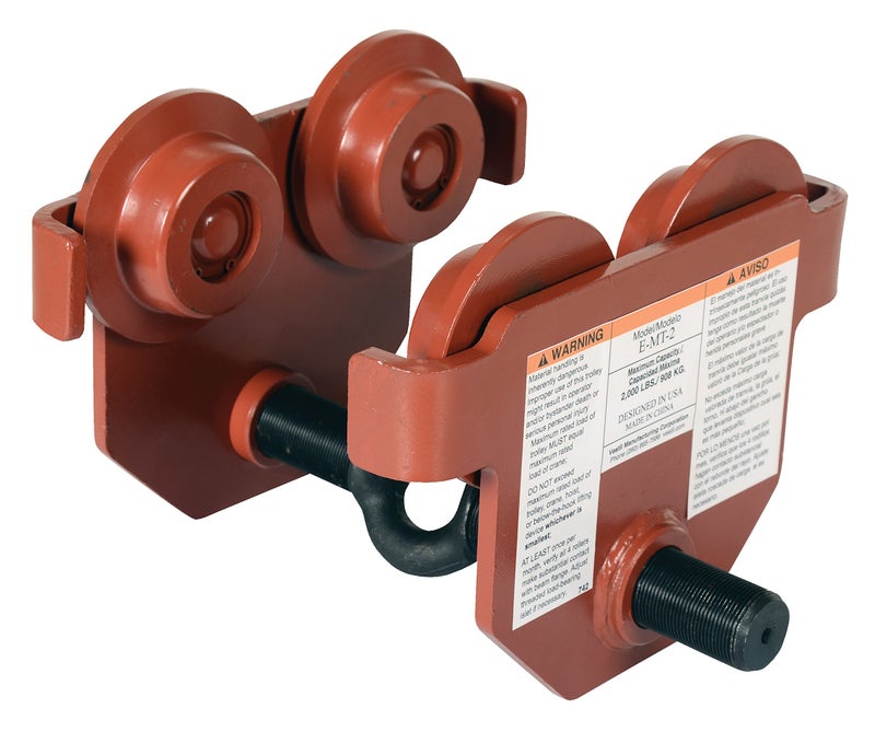 Vestil E-MT-2 Steel Push Eye Manual Trolley 2000 Lb. Capacity Orange - Image 5