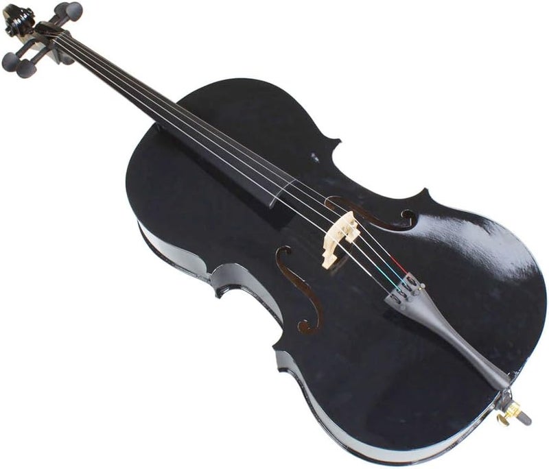 Kcelarec 4/4 Acoustic Cello with Case,Bow,Rosin (Black) - Image 1