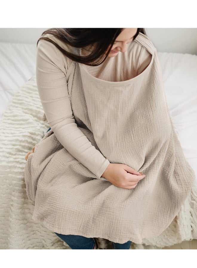 DOOKOO Breathable 100% Cotton Muslin Nursing Cover For Baby Breastfeeding With Rigid Hoop  - Image 2