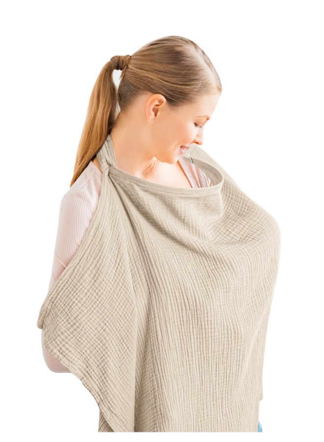 DOOKOO Breathable 100% Cotton Muslin Nursing Cover For Baby Breastfeeding With Rigid Hoop  - Image 3