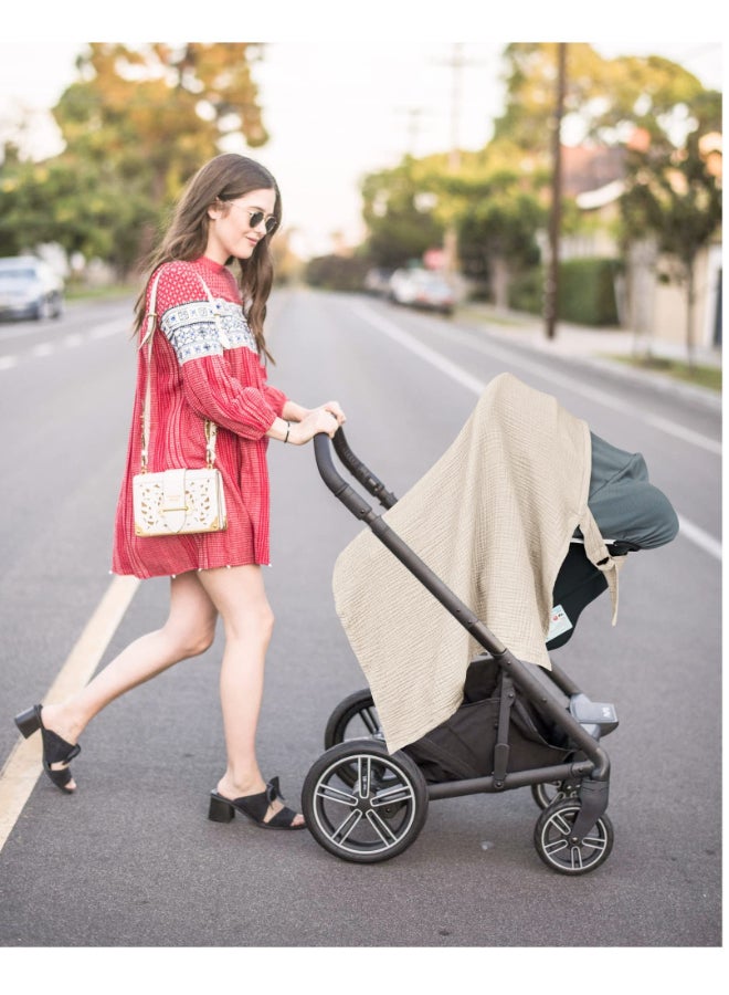 DOOKOO Breathable 100% Cotton Muslin Nursing Cover For Baby Breastfeeding With Rigid Hoop  - Image 4