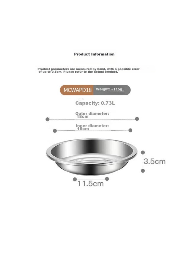 MAX COOK Meichun Thickened 304 Stainless Steel Plate Dish, Bowl And Plate 18cm Mcwapd18, Widened And Deepened, Drop-resistant - Image 2