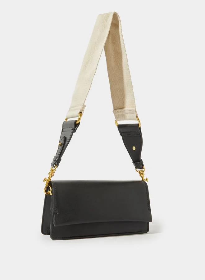 Styli  Black Clutch with Detachable Canvas Strap for Women | Best Price UAE