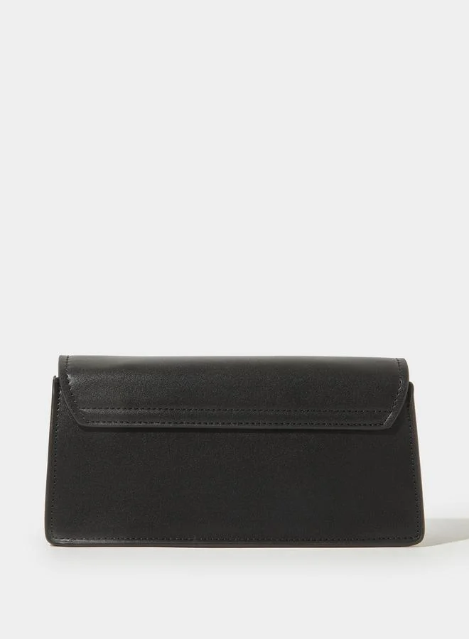 Styli  Black Clutch with Detachable Canvas Strap for Women | Best Price UAE