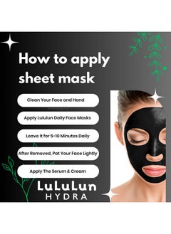 Lululun Lululun 21EA Black Facial Sheet Mask, Hydrating & Moisturizing Face Masks with Smoothing Organic Extracts, Japanese Daily Skincare for Dry Skin, Hydra F  - Image 5