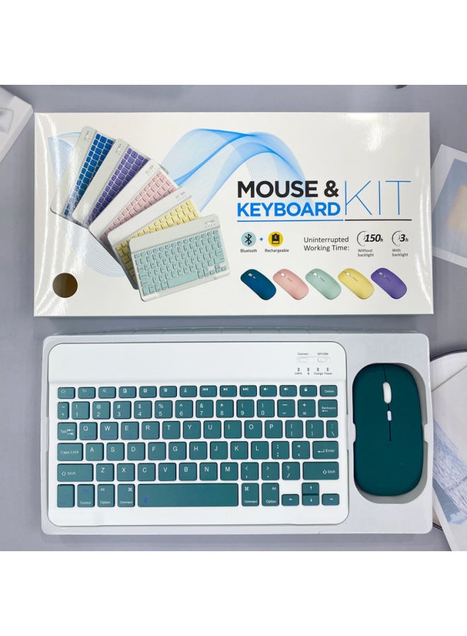 Wireless Bluetooth Keyboard Tablet PC Bluetooth Keyboard Three System Universal Keyboard Learning Machine Keyboard Large Cong-Color:10inch + Dual-mode Charging Mouse + Box Set-Product Type:Sky Blue - Image 2