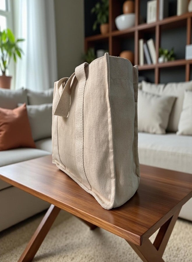 RUSTIC KNOT Terra Tote Bag for Women - Thick Cotton Canvas Handbag with Laptop Sleeve, Bottle Holder & Tablet Compartment | Spacious Office, College & Travel Tote for Everyday Use - Image 3