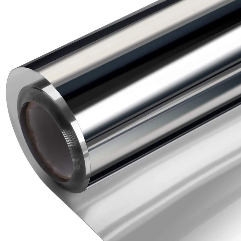 One Way Window Film Daytime Privacy Heat Control Window Film Anti UV Reflective Static Cling Film Window Tint for Home and Office BlackSilver 413 x 1575 Inch
