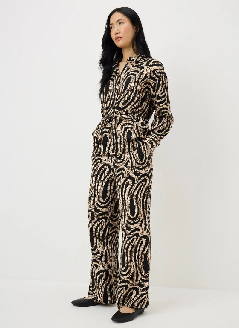 ماتلان Black Woven Printed Wide Leg Co Ord Trousers