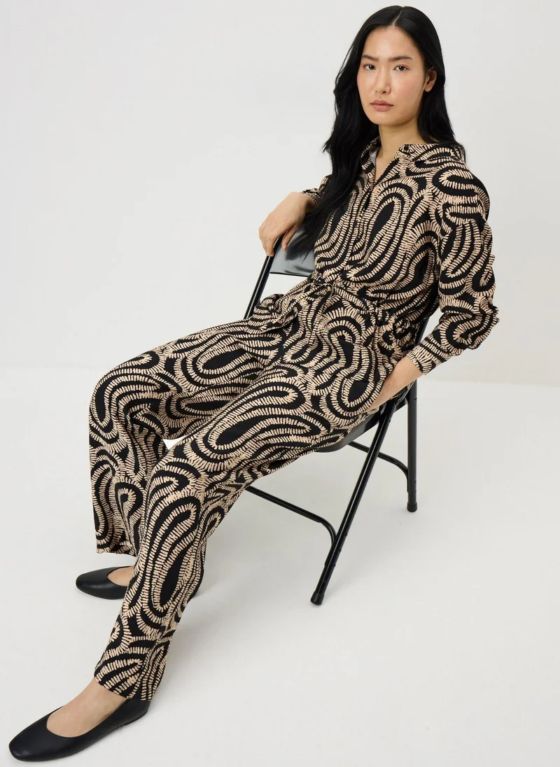 ماتلان Black Woven Printed Wide Leg Co Ord Trousers