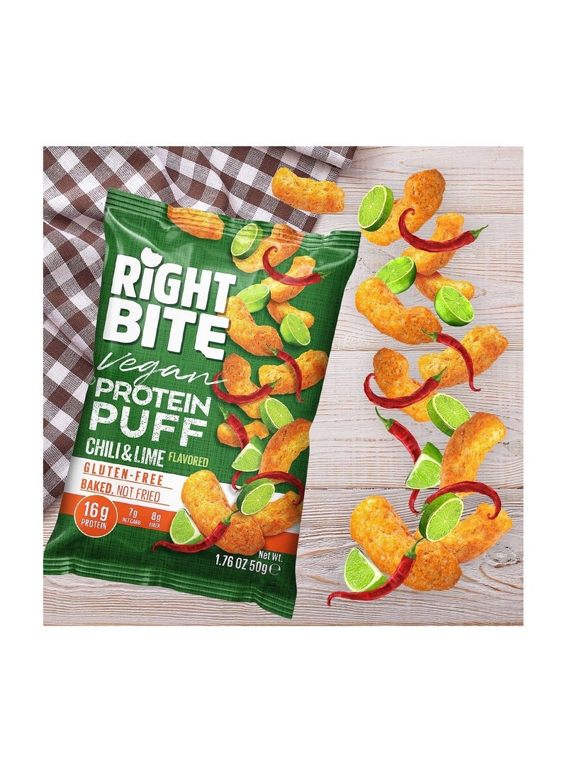 Right BIte Vegan Protein Puff Chilli Lime 50g Nutrient-Rich Snack - Image 1