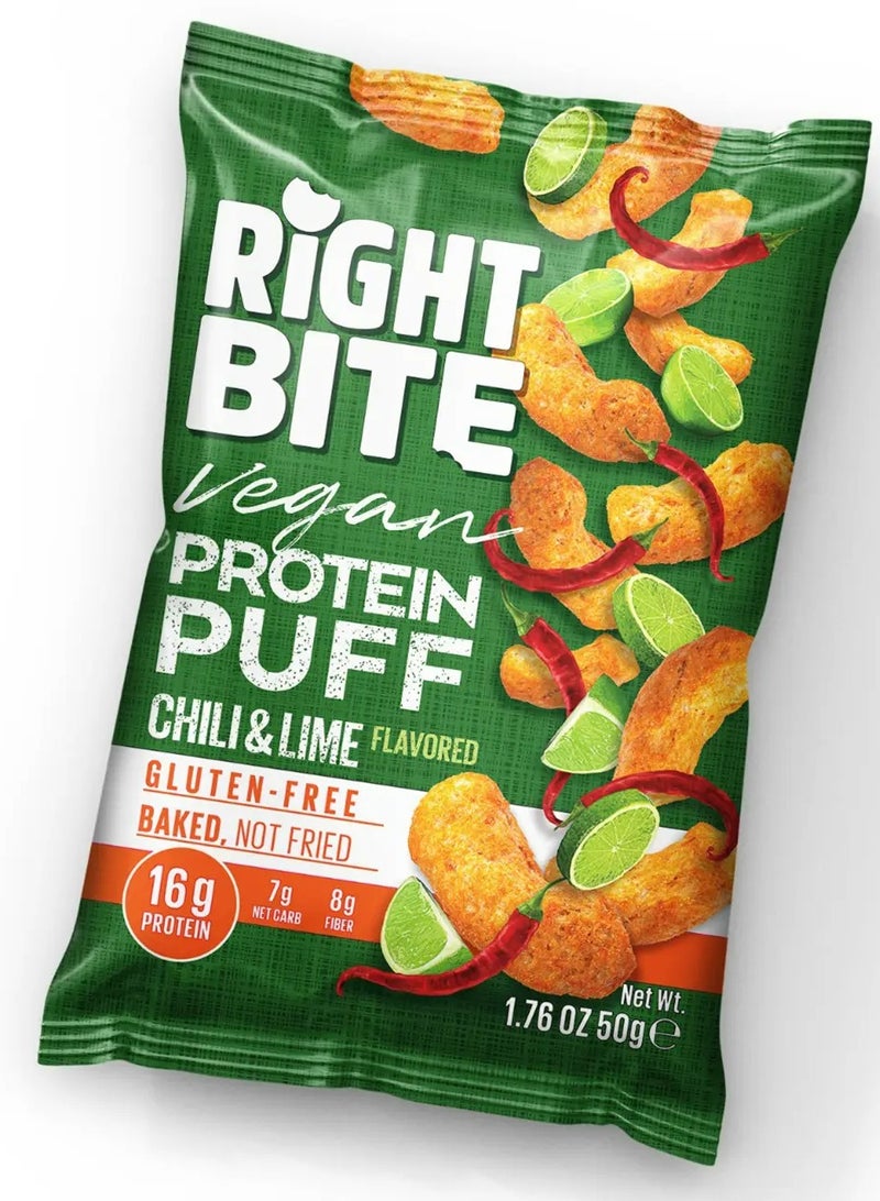 Right BIte Vegan Protein Puff Chilli Lime 50g Nutrient-Rich Snack - Image 2