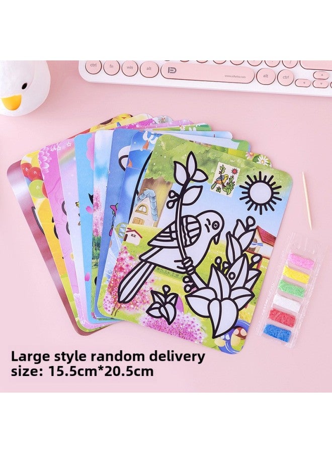 Generic Educational Toys Cartoon Medium Sand Painting Kindergarten DIY Handmade Material Making Children With Six-color Colored Sand Manufacturer-Color:Large Sand Painting (color) - Image 1