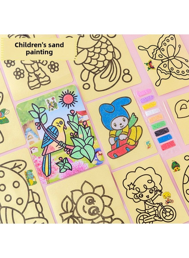 Generic Educational Toys Cartoon Medium Sand Painting Kindergarten DIY Handmade Material Making Children With Six-color Colored Sand Manufacturer-Color:Large Sand Painting (color) - Image 2