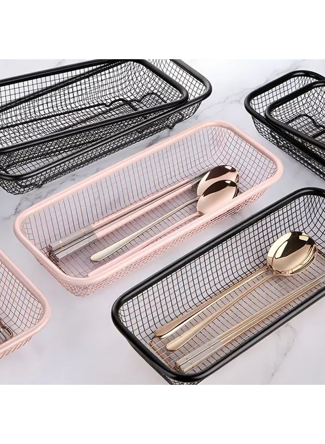 Heavy Duty Metal Cutlery Organizer With Chopstick Basket Black Kitchen Storage - Image 4