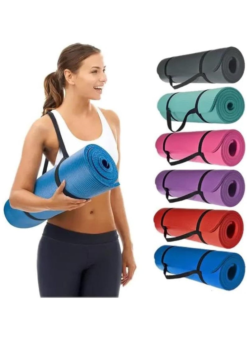 سجادة يوغا مع حزام مرفق مثالية للبيلاتس واليوغا والعديد من التمارين المنزلية الأخرى (183 سم × 61 سم × 3 مم) (ألوان متنوعة) - Image 1