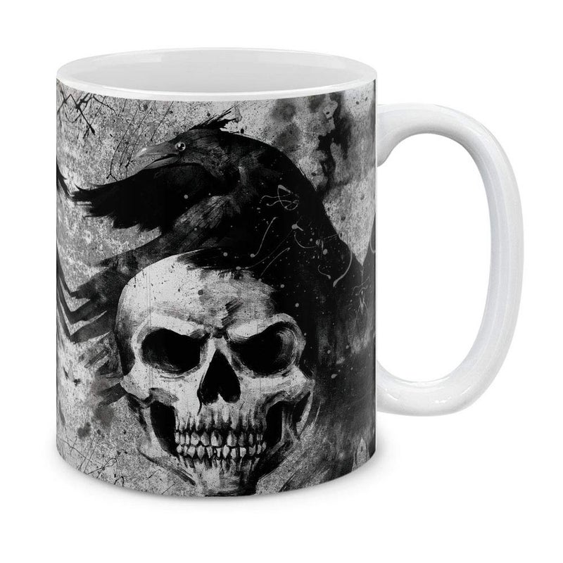 MUGBREW Gray Skull Raven Ceramic Coffee Mug Tea Cup 11 OZ