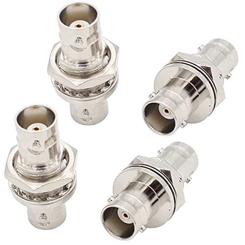 exgoofit BNC Female to Female Adapter Bulkhead Connector Coax Extension BNC Coupler for CCTV Security Camera System … (4-Pack) - Image 1