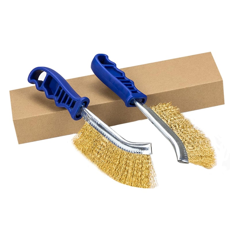 SALI Heavy Duty Wire Brushes for Cleaning Rust Removal Steel Brush Tool(Pack of 2）11" Long Handle with Plastic Handle,for Automotive,Paint , Welding Slag&Household，More and Thicker Bristles - Image 1