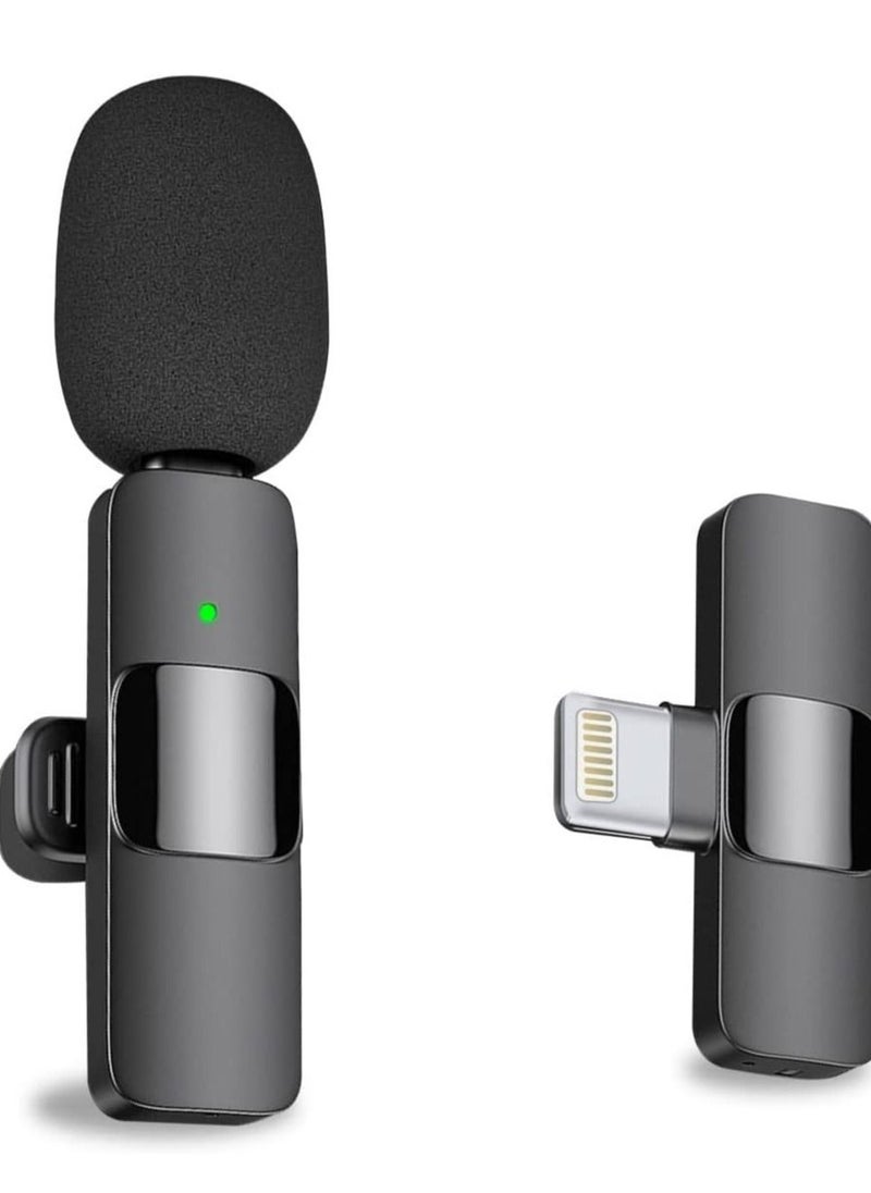 Professional Wireless Lavalier Lapel Microphone for iPhone, iPad - Cordless Omnidirectional Condenser Recording Mic for Interview Video Podcast Vlog YouTube
