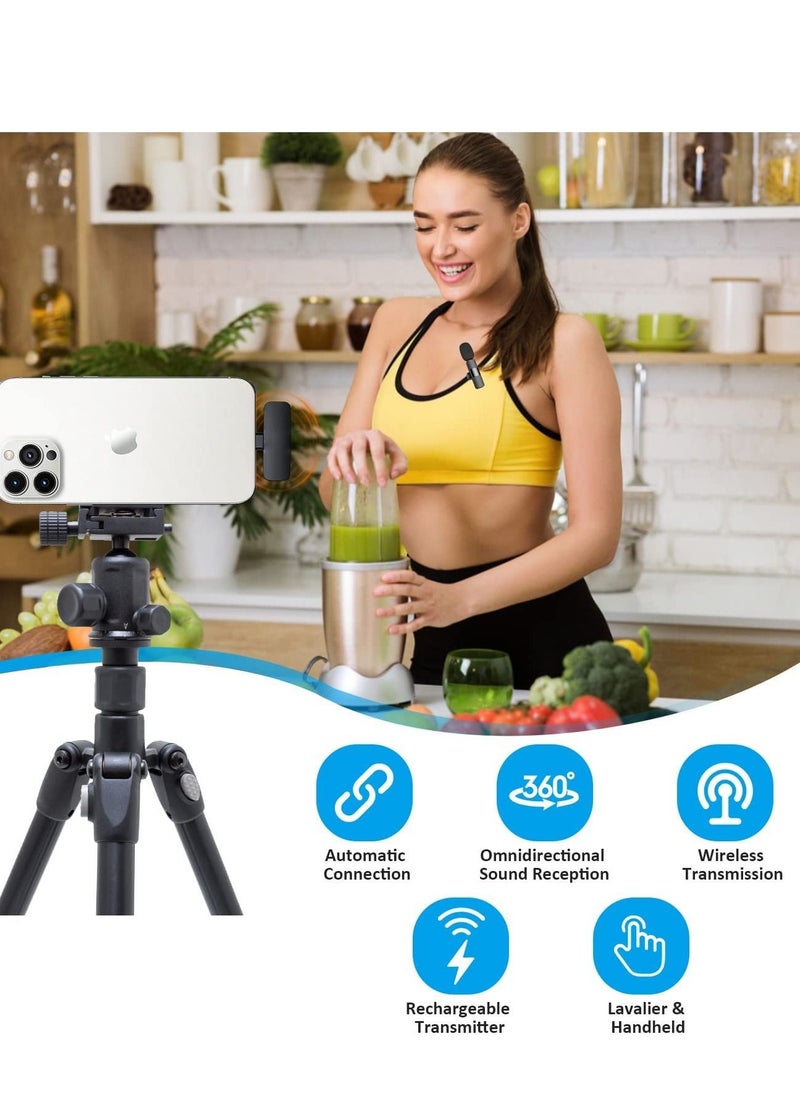 Professional Wireless Lavalier Lapel Microphone for iPhone, iPad - Cordless Omnidirectional Condenser Recording Mic for Interview Video Podcast Vlog YouTube