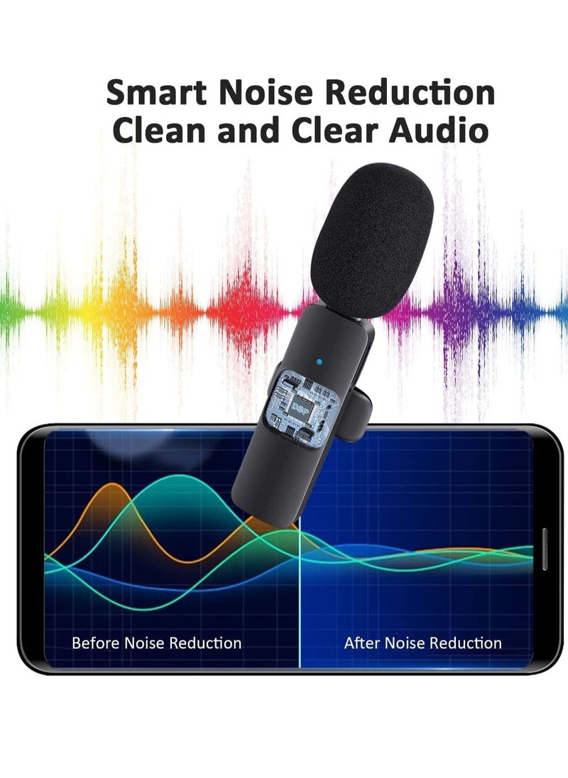 Professional Wireless Lavalier Lapel Microphone for iPhone, iPad - Cordless Omnidirectional Condenser Recording Mic for Interview Video Podcast Vlog YouTube