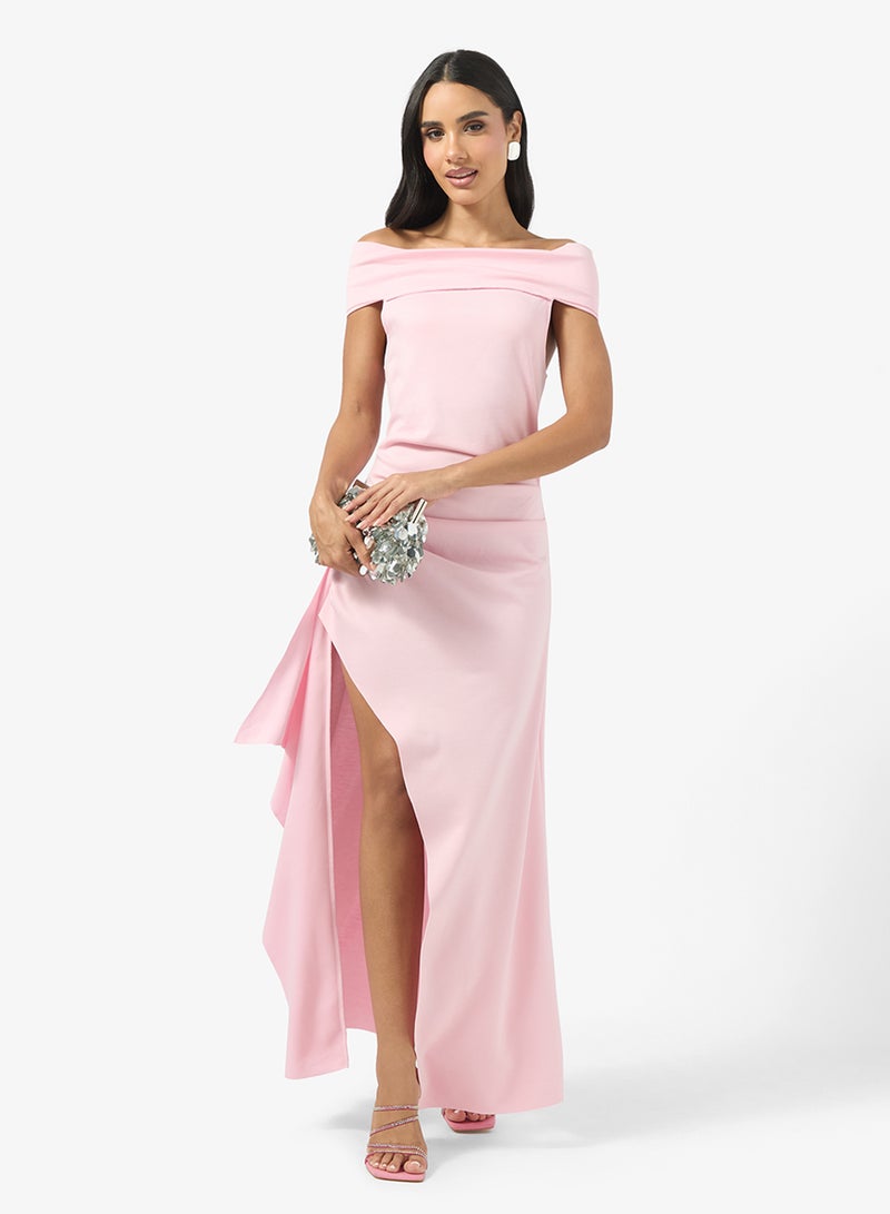 Ginger Off Shoulder Maxi Dress with Frill Detail - Image 4