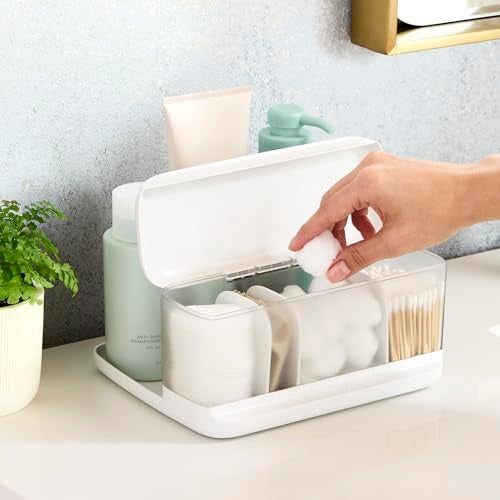 YouCopia HideAway Counter Caddy, Bathroom Vanity Countertop Organizer Tray with Adjustable Dividers and Lid - Image 3