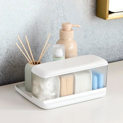 YouCopia HideAway Counter Caddy, Bathroom Vanity Countertop Organizer Tray with Adjustable Dividers and Lid - Image 5