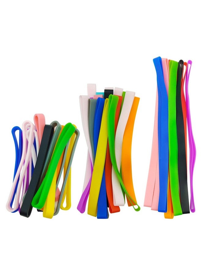 Oubaka 40Pcs Silicone Rubber Bands Colorful Elastic Rubber Wrapping Bands Assorted Color Rubber Bands For Books,Exercise,Wallet Card,Cooking Boxes Wraps,Office Supplies(3 Sizes,Random Color) - Image 1
