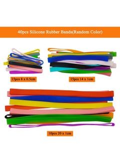 Oubaka 40Pcs Silicone Rubber Bands Colorful Elastic Rubber Wrapping Bands Assorted Color Rubber Bands For Books,Exercise,Wallet Card,Cooking Boxes Wraps,Office Supplies(3 Sizes,Random Color)  - Image 2