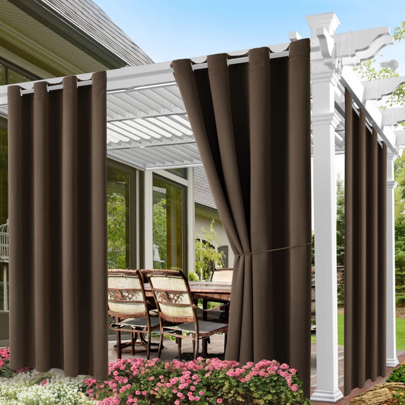 DIVA EN CAMINO DEC Waterproof Outdoor Curtain W52 x L84  Grommet Top Sunlight Blocking Window Treatment Drapes Blackout Curtains for Home Bedroom Living Room Outdoor Patio Porch Pergola Cabana Gazebo 2 Panels 