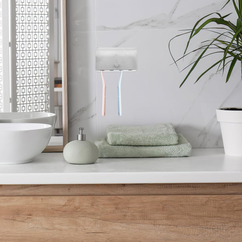 Wall Mount Toothbrush Holder With Elegant Cover And Punch Storage Stylish Bathroom Organizer Easy Installation - Image 5