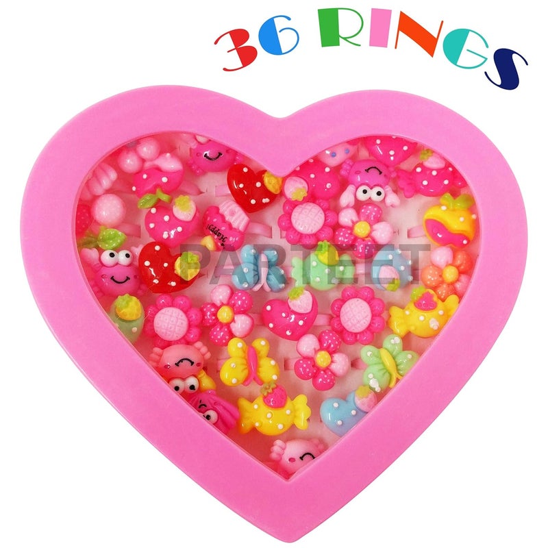 Parteet Heart Shape Box With 36 Rings Birthday Return Gifts For Unisex-Child - One Size - Image 2