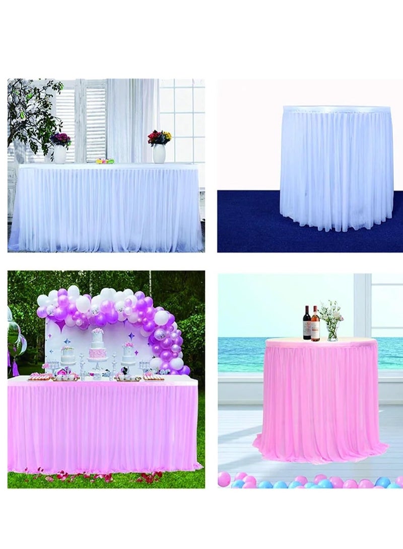 general Wedding Table Skirts Birthday table skirt table cover Wedding Party Tutu Tulle Table Skirt Baby Shower Wedding Party Home Decor (Color : White） - Image 4