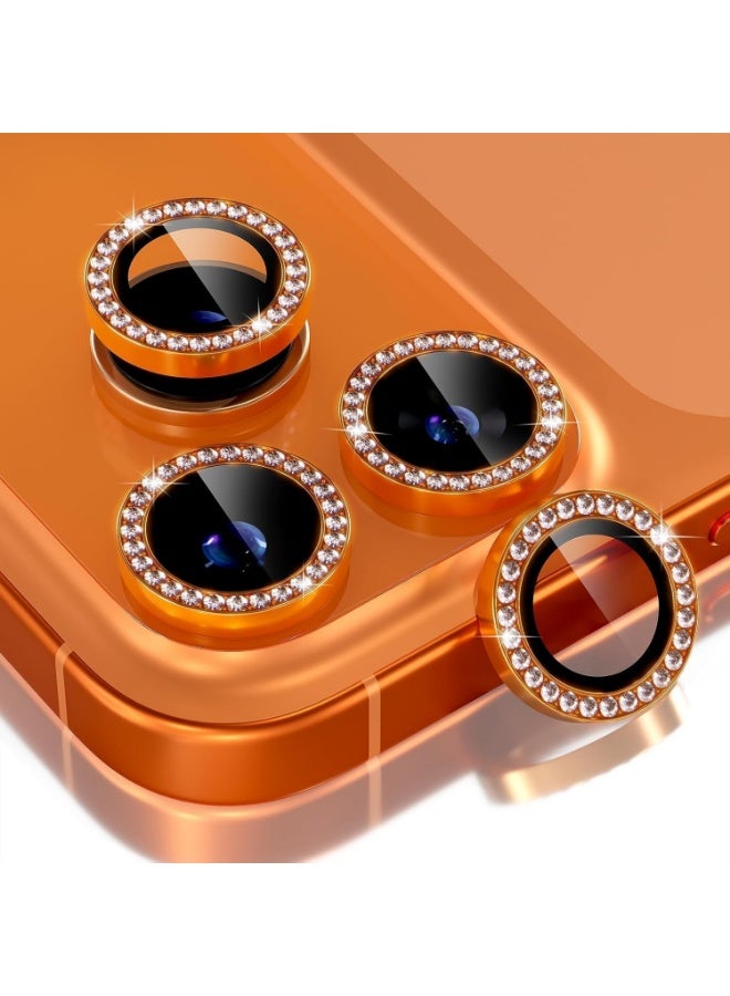 IPhone 17 Pro Max / IPhone 17 Pro Diamond Camera Lens Protector, Anti Scratch HD Tempered Glass Camera Screen Protector Shockproof Cover Film - Cosmic Orange - Image 1